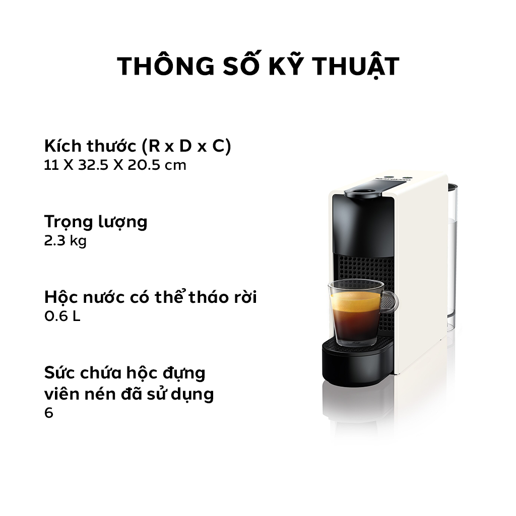 Máy pha cà phê Nespresso Essenza Mini Trắng - Hàng chính hãng