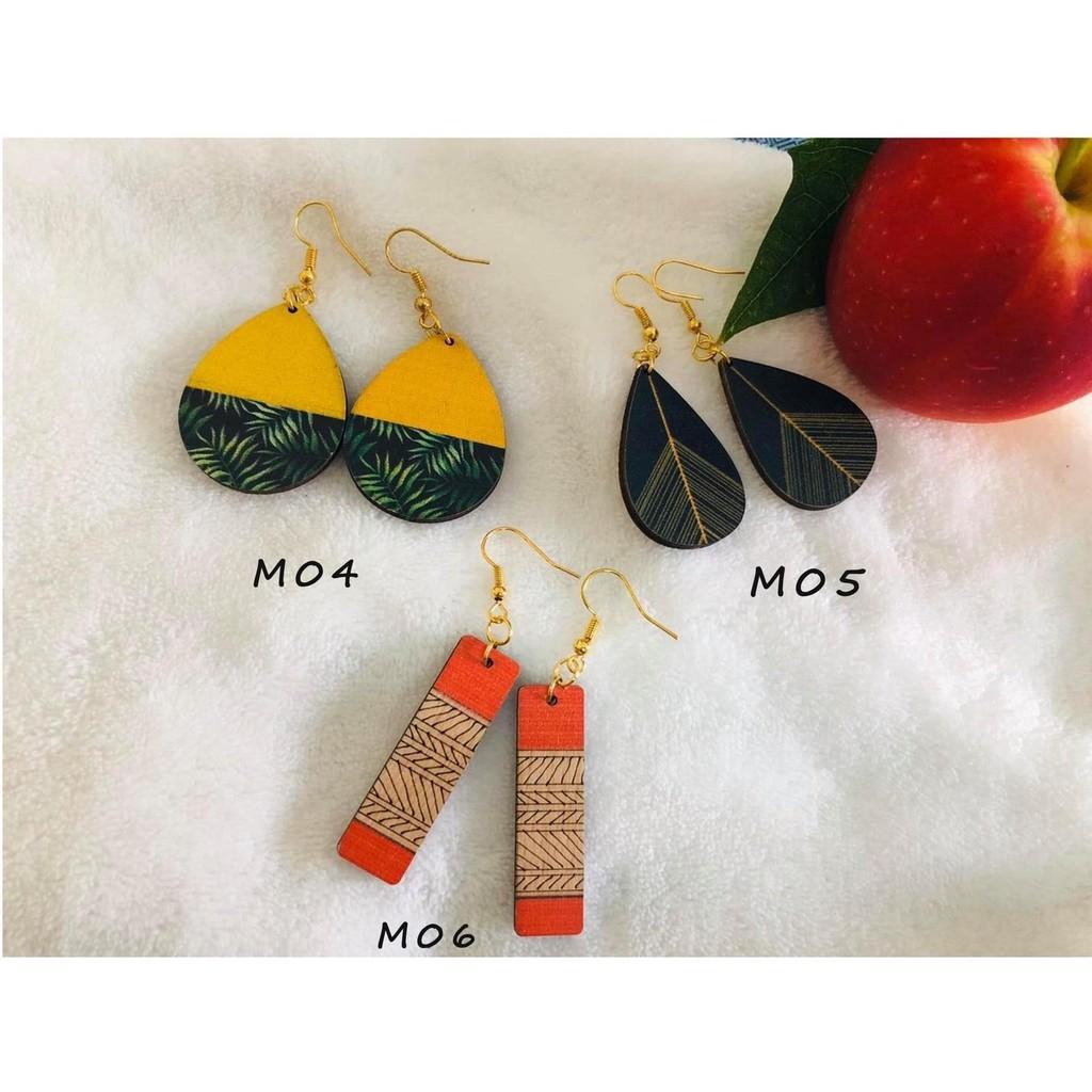 Bông Tai Gỗ Phong Cách Vintage Retro Thích Hợp Mặc Hè Dễ Phối Đồ