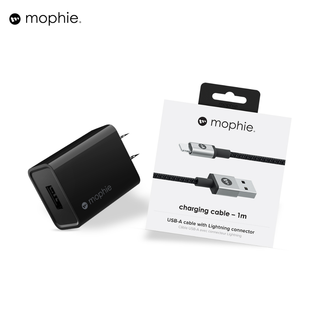 Combo sạc nhanh Mophie usb-A to LN 10W dành cho IP/Táo - Hàng chính hãng