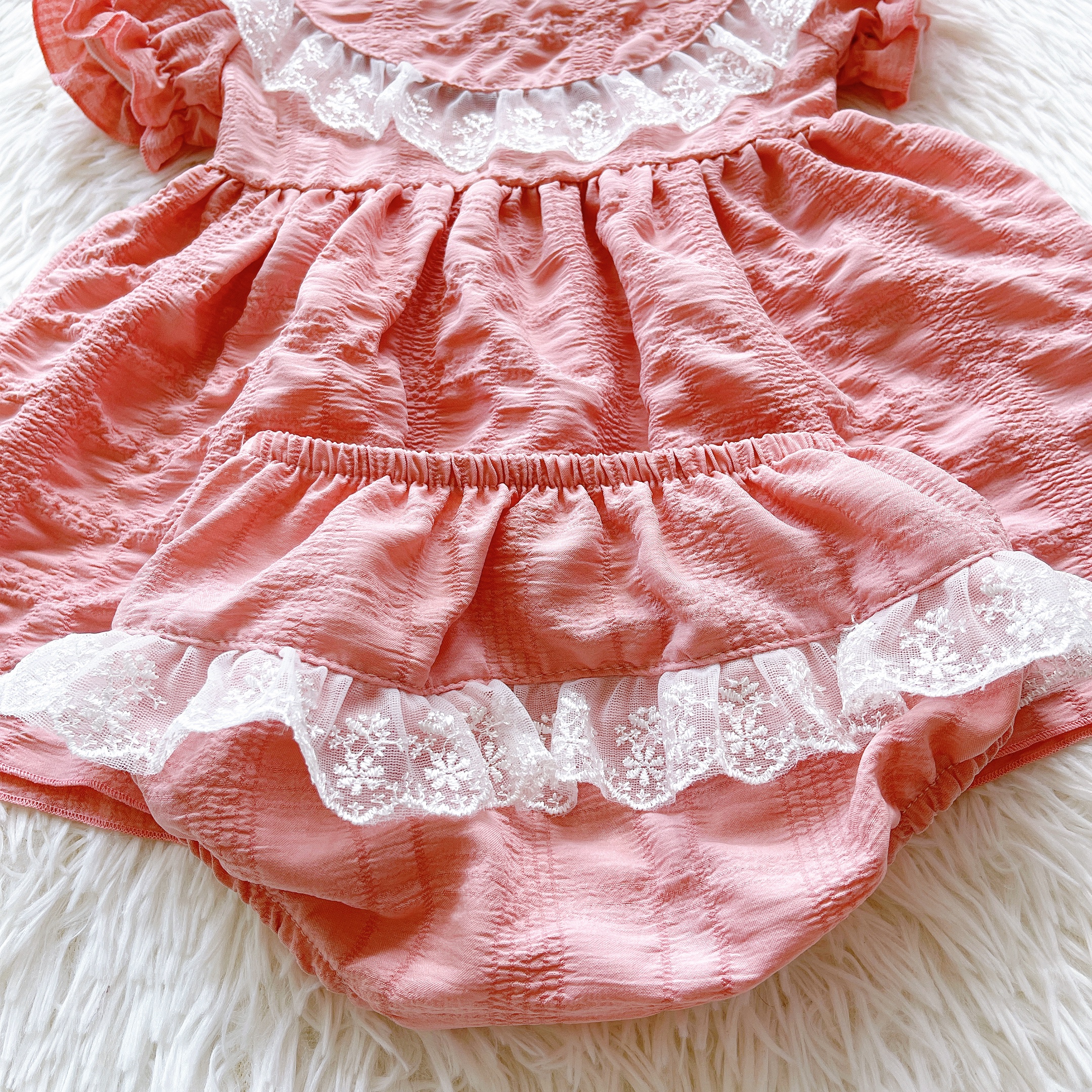 Váy Lolita Hồng Pastel Cho Bé Gái Sơ Sinh Đến 15kg Chất Đũi Xốp Mát Rượi