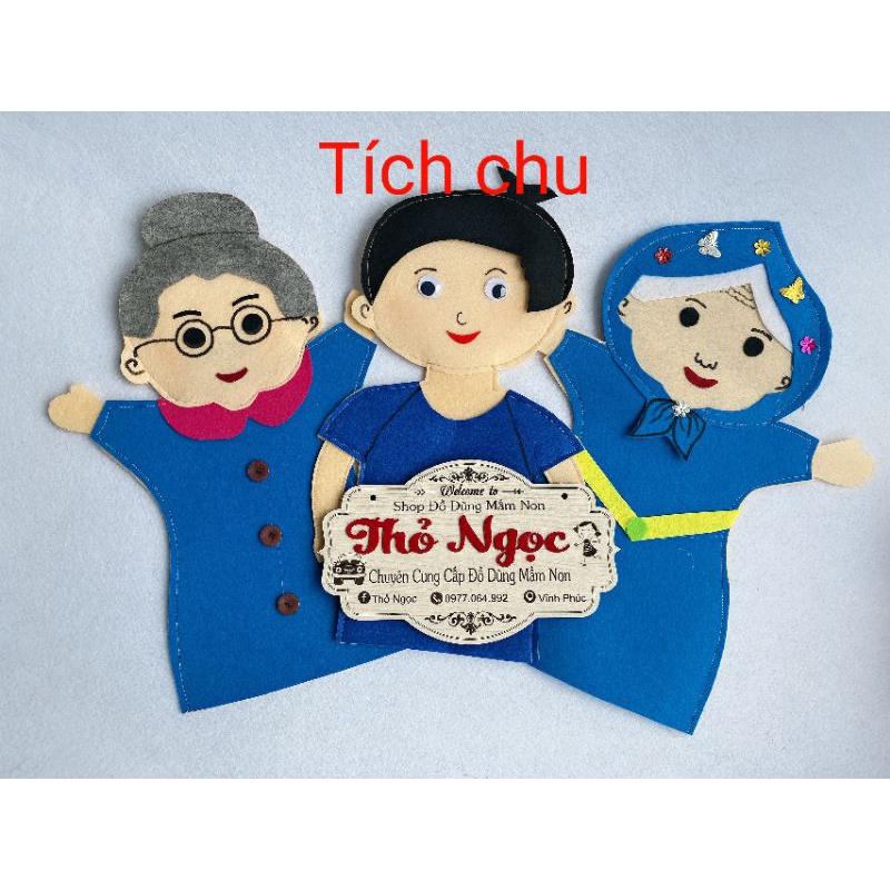 3 Rối bàn tay bằng nỉ- Đồ dùng mầm non bằng nỉ- Nhân vật câu truyện bằng vải nỉ