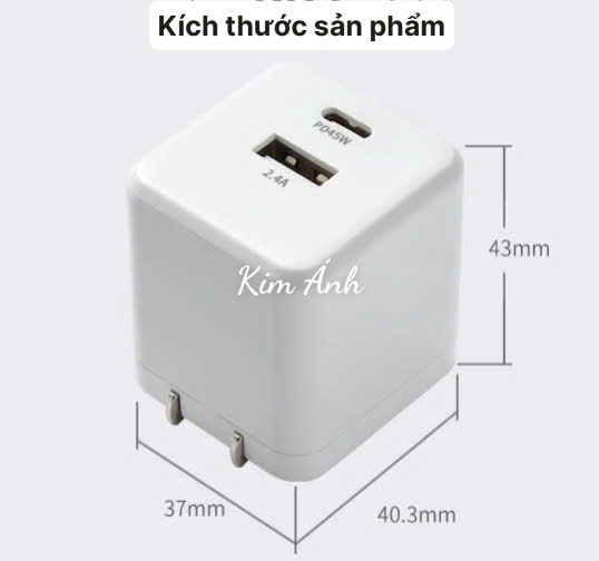 Củ sạc xuất Nhật GaN 45W KFLY ( JHX-AC2048) đạt chứng nhận PSE tiêu chuẩn Nhật Bản, Kim Ánh cho dùng thử 30 ngày, bảo hành hàng chính hãng 12 tháng