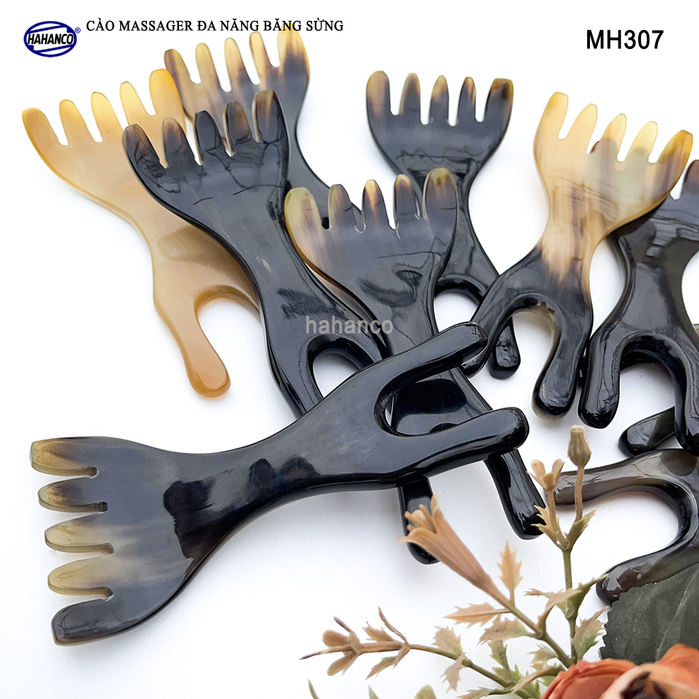 Cào Mát Xa Kinh Tuyến Đa Năng Bằng Sừng HAHANCO Thúc Đẩy Da Đầu Lưu Thông Máu - MH307