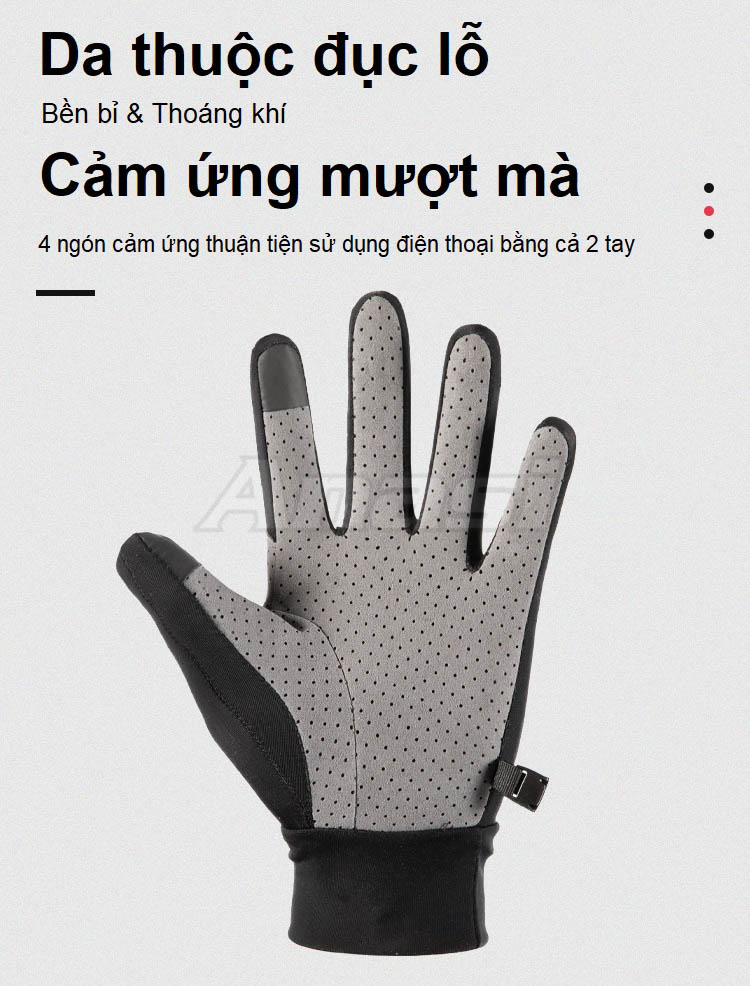 Găng tay lụa băng lót da thuộc thể thao cho nam và nữ Anasi WINDS13 - Chống tia UV