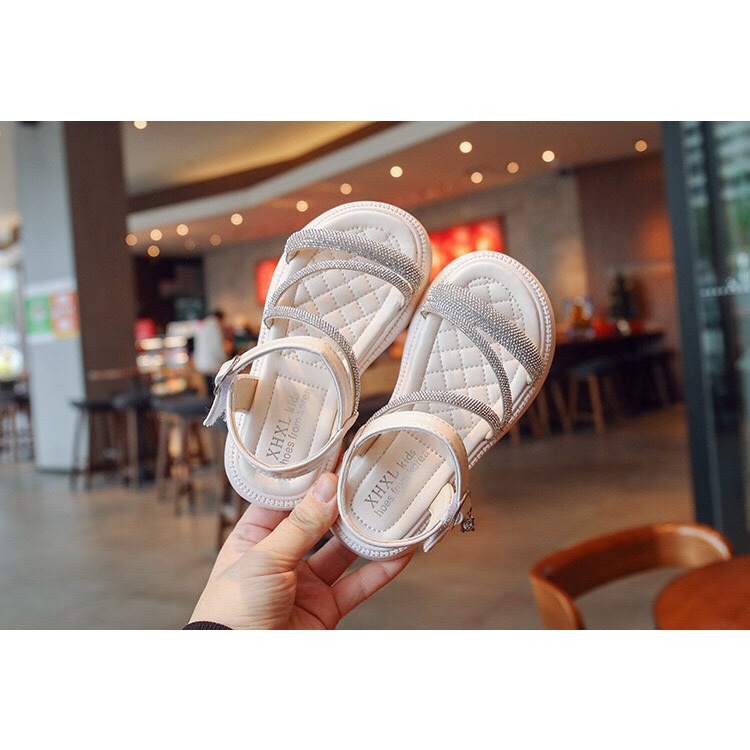 Sandal quai ngang gắn đá đi học đi chơi đi tiệc cho bé gái size từ 26-37 mẫu mới nhất