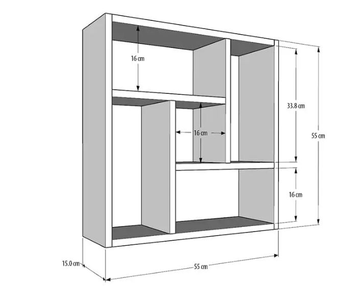 Kệ Sách Treo Tường Hình Vuông Chia 5 Ngăn Juno Sofa CTKT524 KT 55 x 55 x 15cm