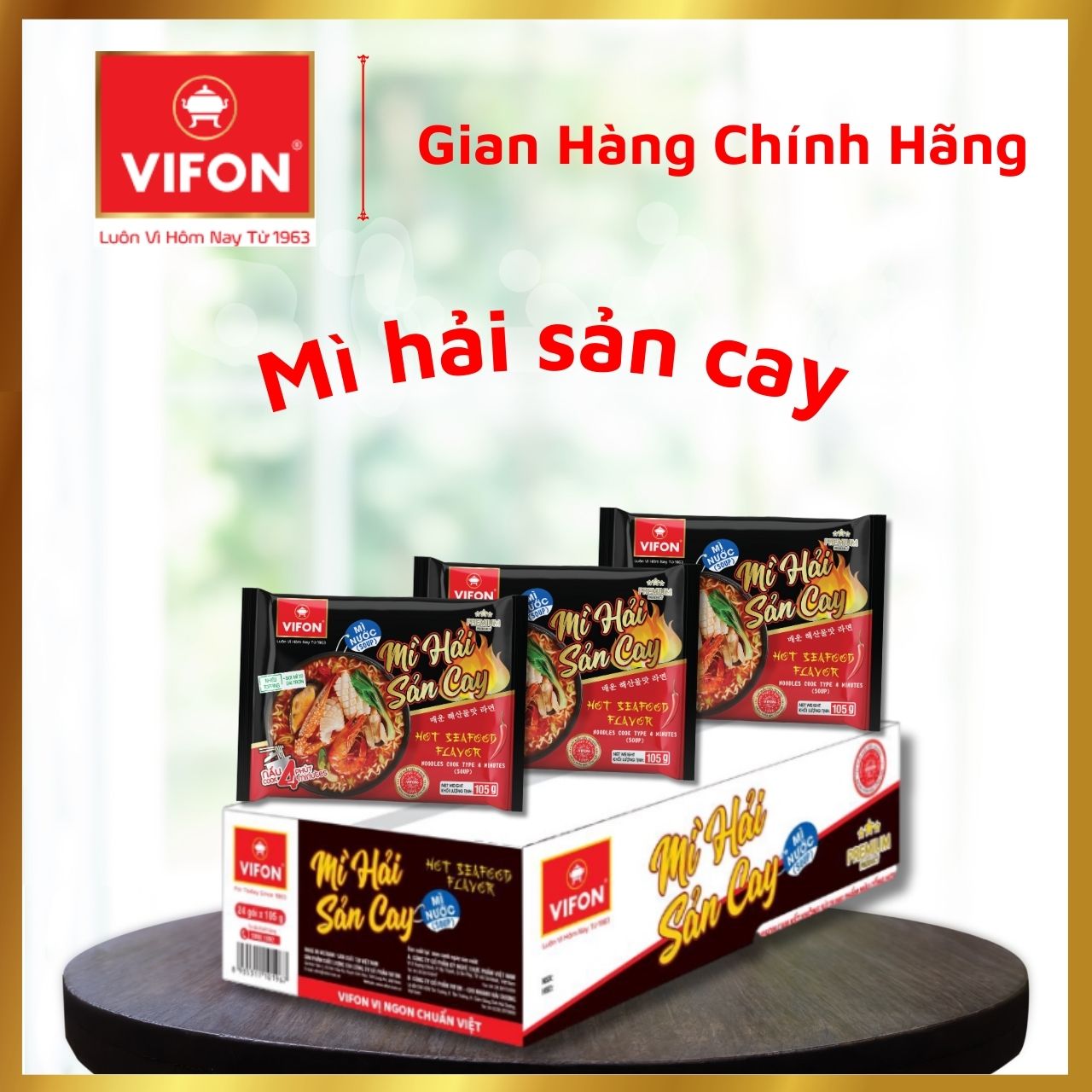 Thùng 24 Mì Hải Sản Cay VIFON (105g / Gói)