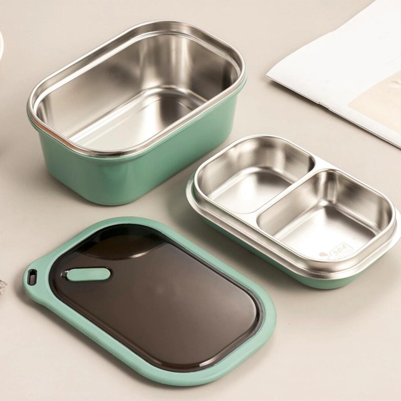 2PCS 2-Tier Stainless Steel Bento Lunch Box for Picnic Camping Travel 1200ML