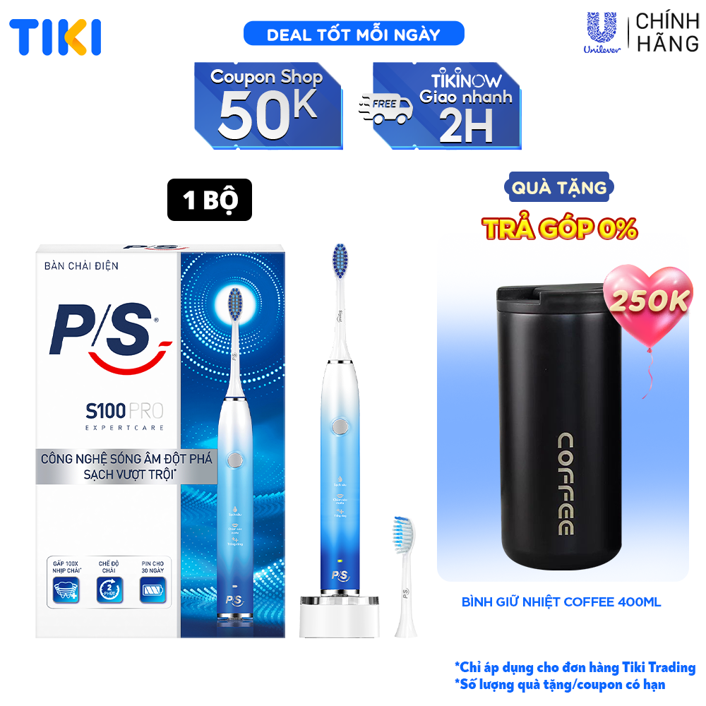 Coupon Giảm 50Kbàn Chải Điện Ps S100 Pro Trắng Răng Công Nghệ Sóng Âm Xanh Chải Sạch Mảng Bám Tới 10X 1 Bộ