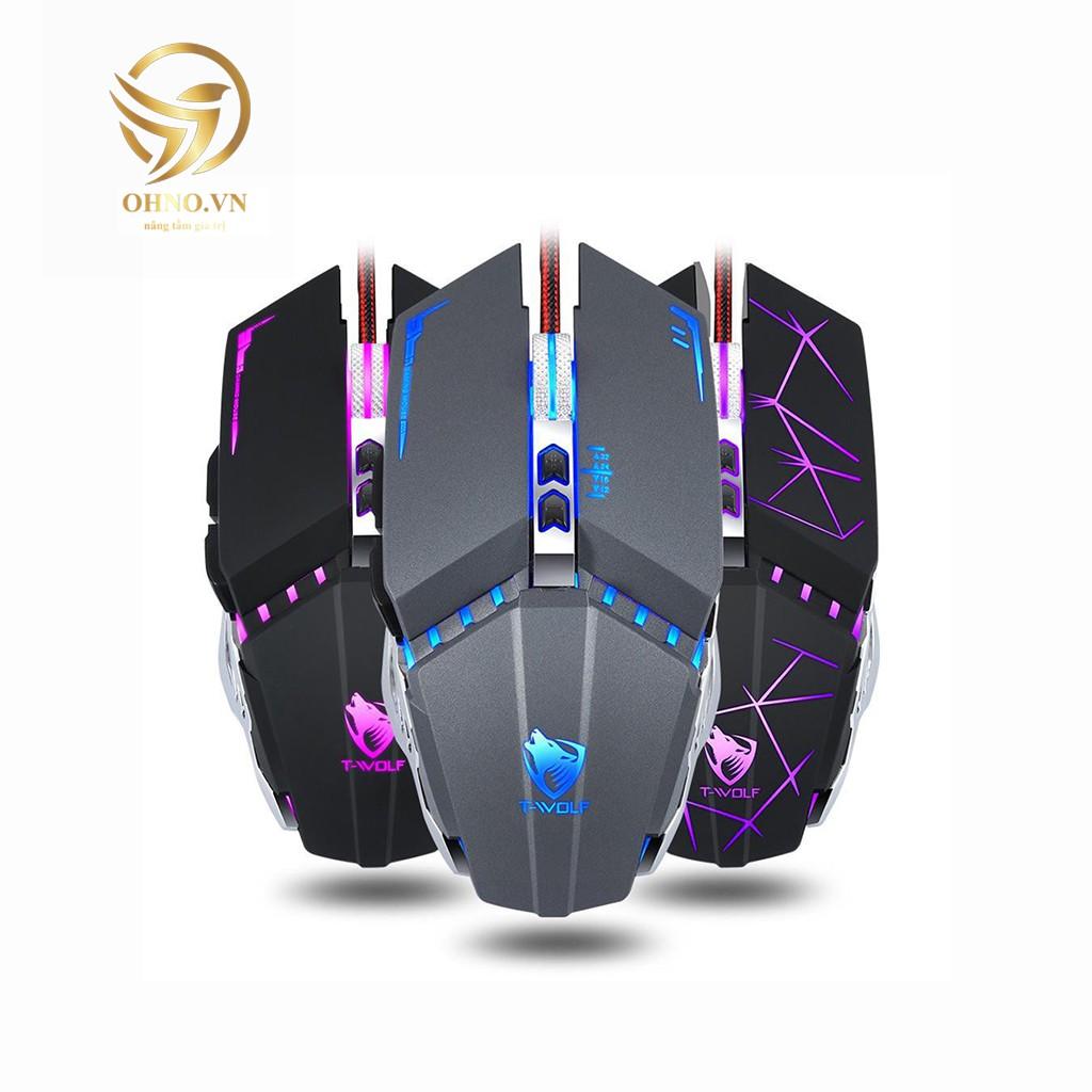 Chuột Máy Tính Có Dây Chuột Gaming T-Wolf V7 Chơi Game Nhạy LED _ Hàng Chính Hãng