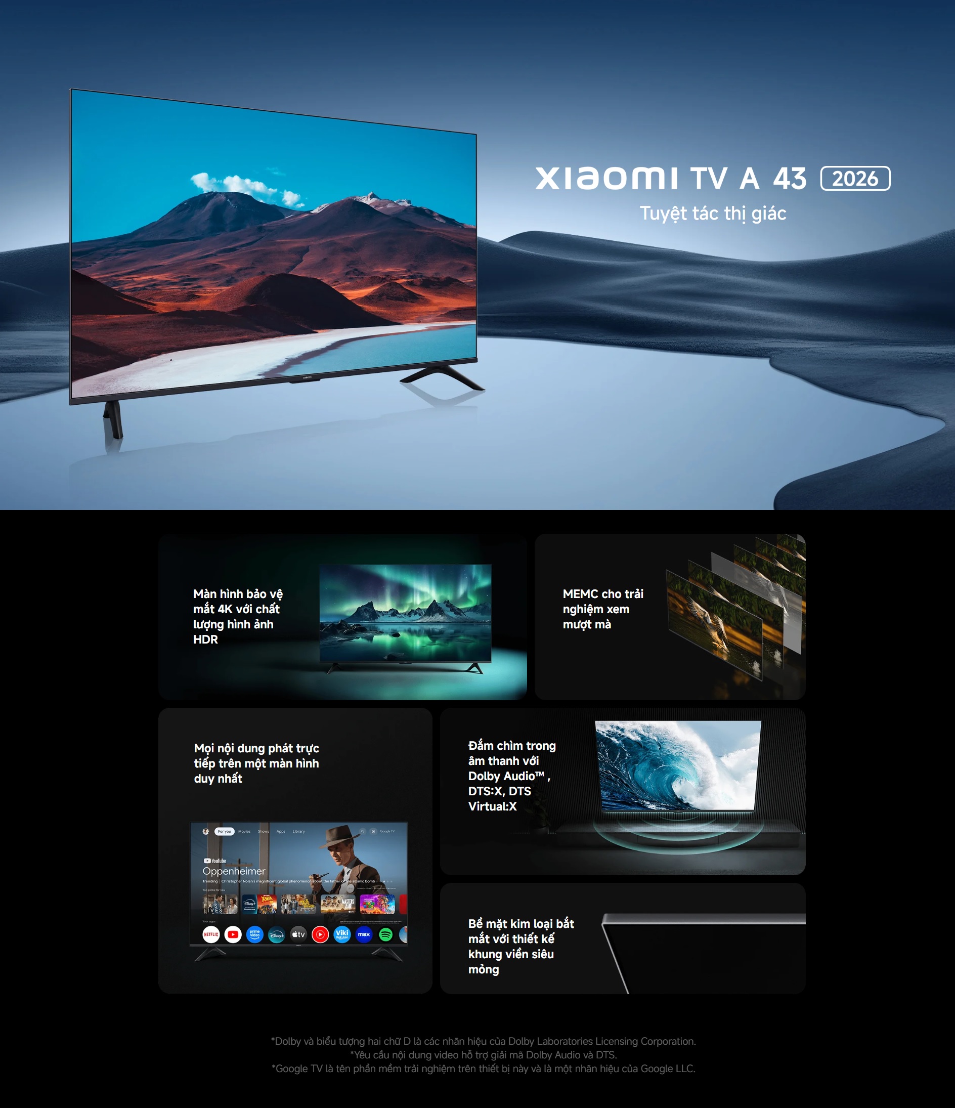 [NEW 2026 TV Series] Smart Tivi Xiaomi TV A 43 2026 - 43 Inch - UHD 4K - Hàng Chính Hãng