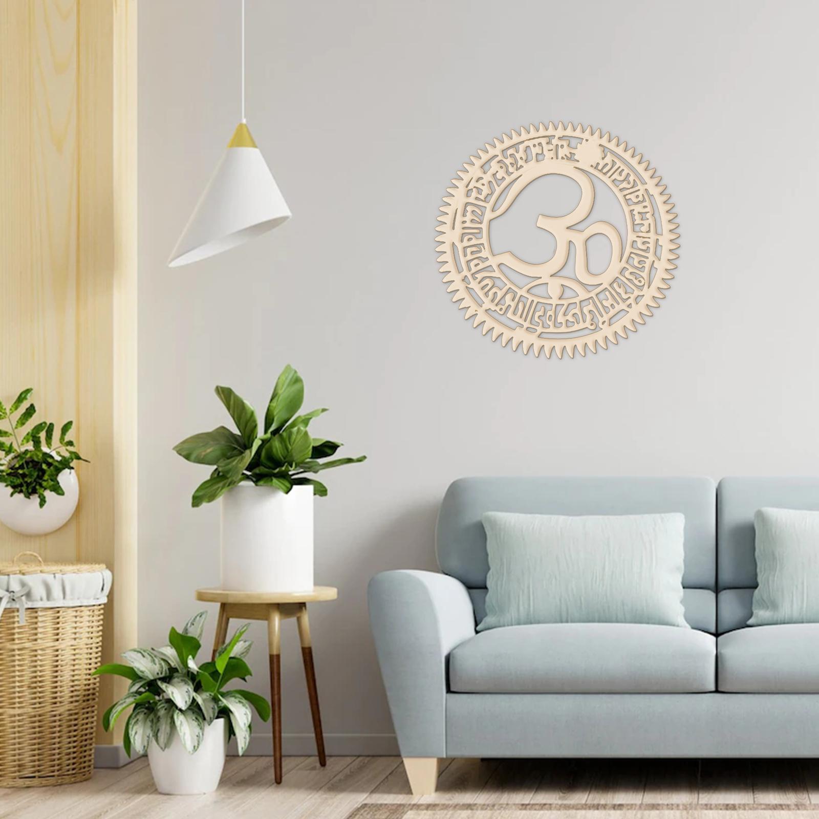 Wooden Wall Art Sculpture Sacred Geometry Pendant for Zen Bedroom Ornament Decor