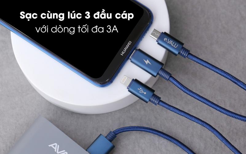 Cáp Sạc 3 Đầu Bọc Dù Siêu Bền, Tương Thích Với Mọi Thiết Bị, Cổng Sạc USB Sang Type C, Light ning, Micro USB, Dây Sạc Điện Thoại Đa Năng, An Toàn, Tiện Lợi - Màu Ngẫu Nhiên