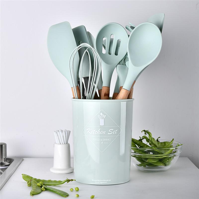 Đồ Dùng Nhà Bếp Silicone Đồ Dùng Bộ Chịu Nhiệt Nhà Bếp Chống Dính Nấu Đồ Dùng Dụng Cụ Nướng Bánh Với Hộp Lưu Trữ Nấu Dụng Cụ