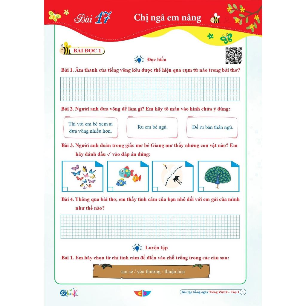 Bài Tập Hằng Ngày Tiếng Việt Lớp 2 - Cánh Diều - Tập 1 (1 cuốn)
