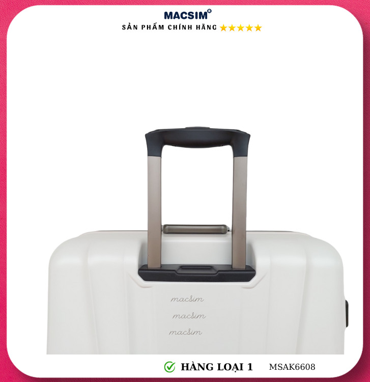 Vali cao cấp Macsim Aksen hàng loại 1 MSAK6608 cỡ 20inch ( màu trắng)