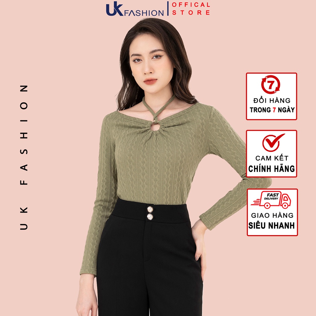 Áo Len Nữ Dài Tay Xoắn Cổ UK Fashion Kiểu Dáng Thon Gọn Quyến Rũ, Chất Vải Len Nhập Hàn Cao Cấp NKAL2210004 - M