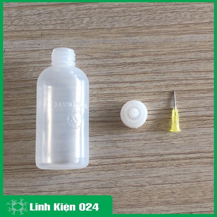 Lọ đựng dung dịch đầu kim 50ml (50cc), chất liệu nhựa đựng cồn, nhựa thông hàn, chất trợ dung tiện lợi