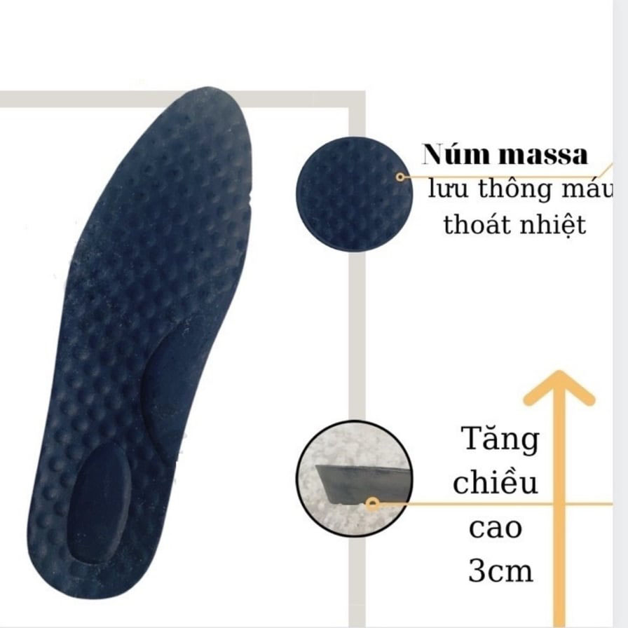 Lót Giày Tăng Chiều Cao 3cm Mặt Da Siêu Êm Cao Cấp D10