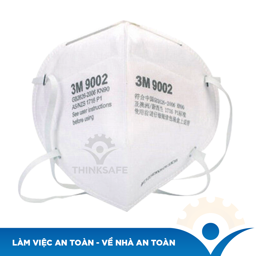 Khẩu trang 3M 9002 Tiêu chuẩn KN90 chống virus lọc bụi mịn - khẩu trang y tế 4 lớp thiết kế 3D cho độ kín khít tối đa - chính hãng 3M (Dây đeo qua gáy không đau tai)