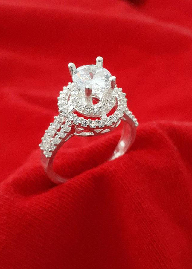 Nhẫn nữ Bạc Quang Thản, nhẫn nữ ổ cao gắn đá kim cương nhân tạo chất liệu bạc ta không xi mạ, không gỉ, không dị ứng da – QTNU1A