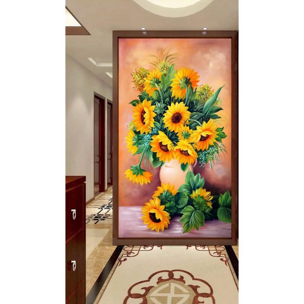 Tranh dán tường Khổ dọc Tranh bình hoa hướng dương UD1066