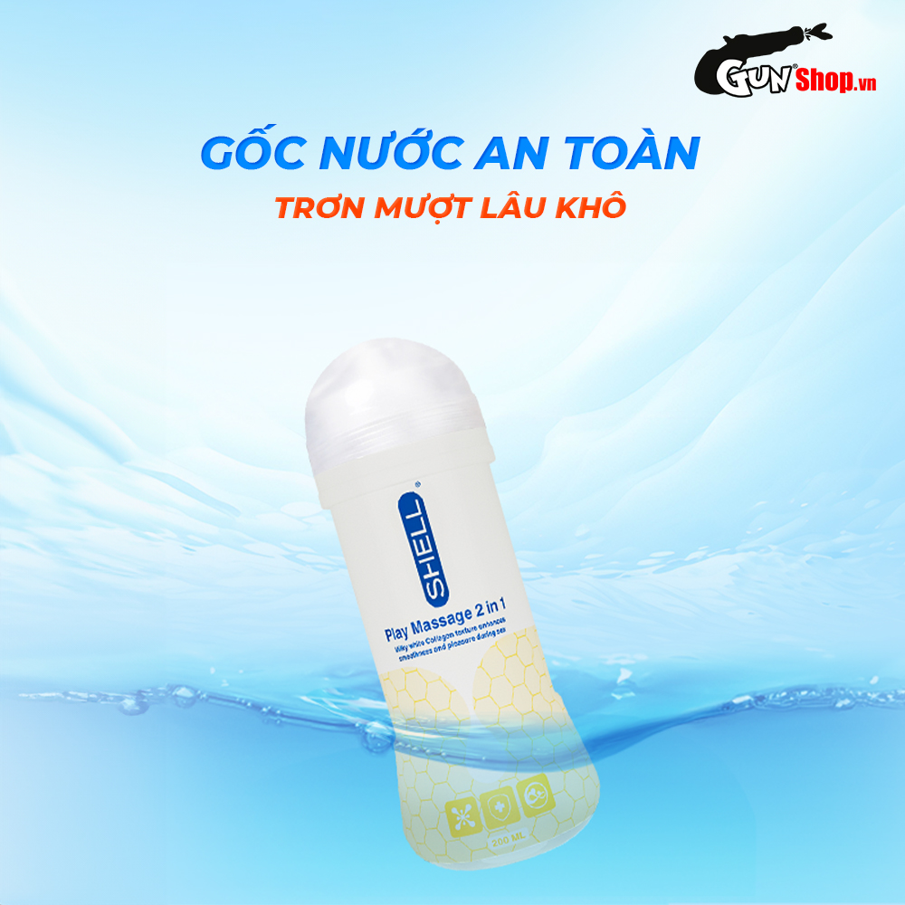 Gel bôi trơn Shell Play Massage 2 in 1 Collagen - Chai 200ml