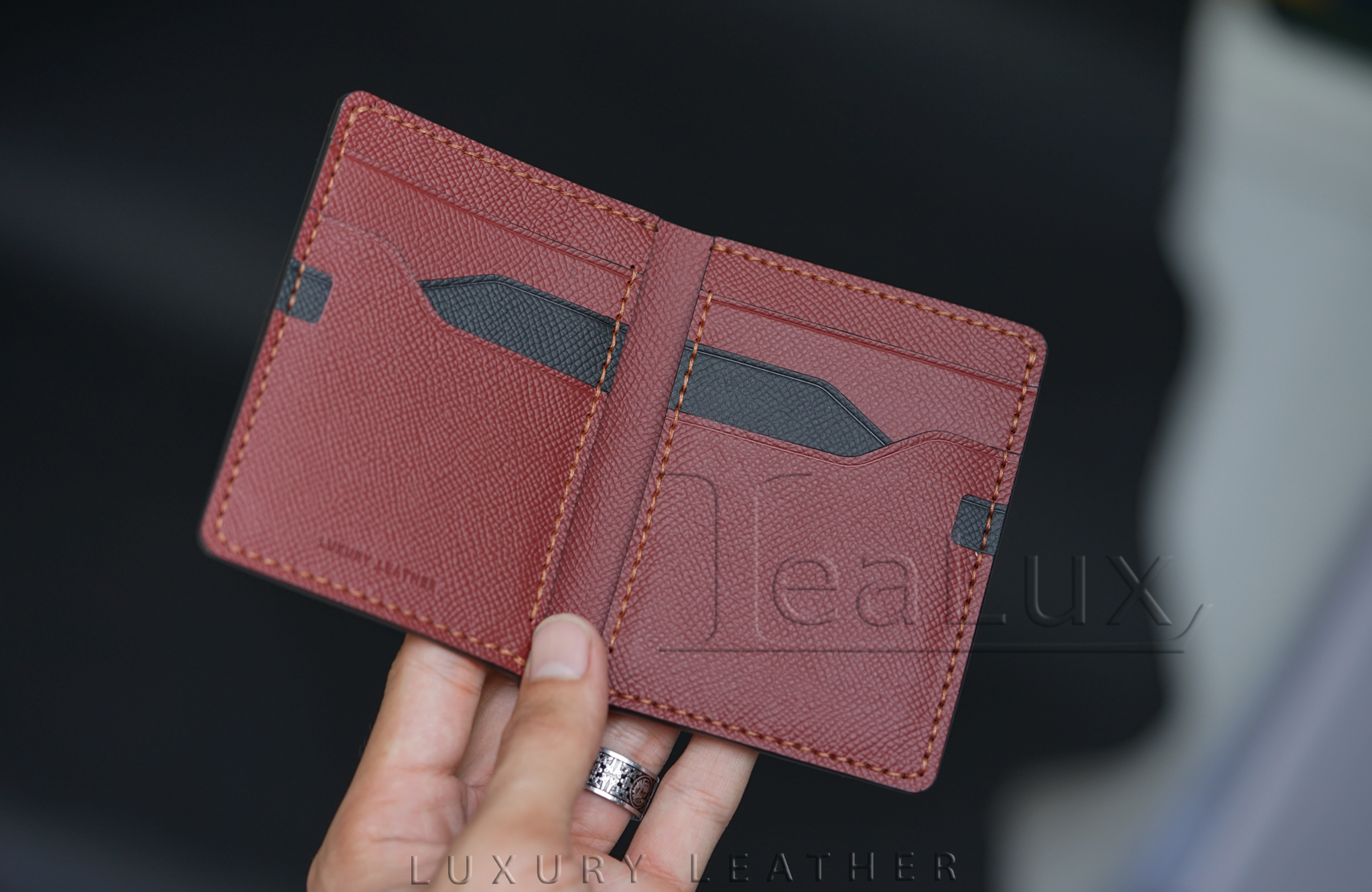 Ví Da Epsom Dáng Đứng Handmade Lealux Epsom Wallet 3