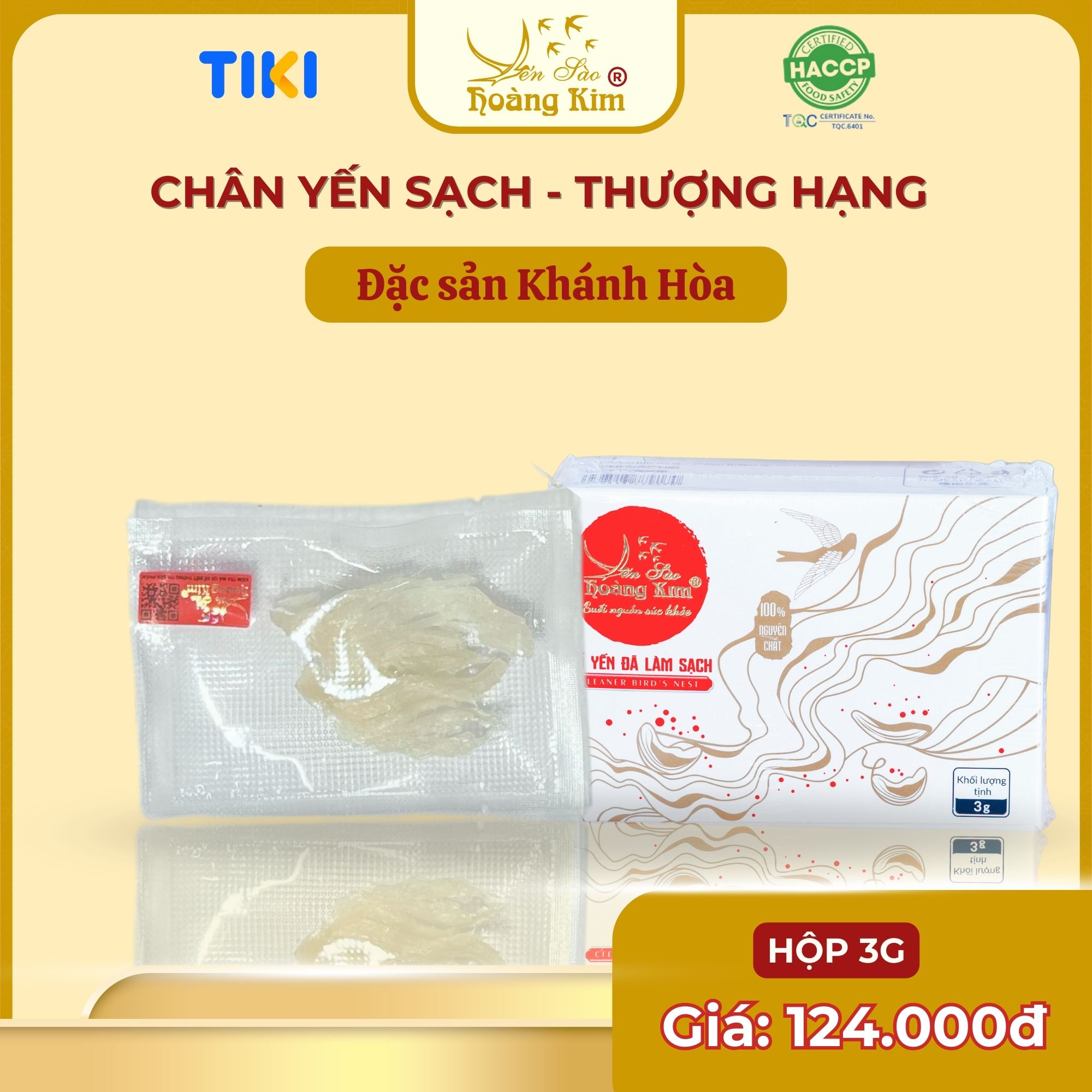 Chân Yến Sạch Yến Sào Hoàng Kim - Sợi Dai Giòn Đặc Trưng, Nở Nhiều, Kinh Tế (Hộp 3g/5g/ 50g/100g)