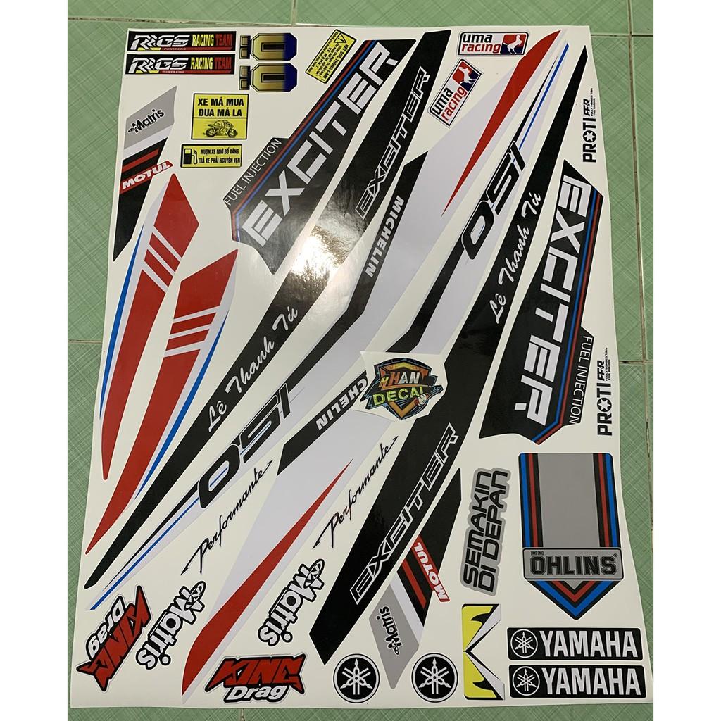 Tem exciter 150 trắng đen đỏ