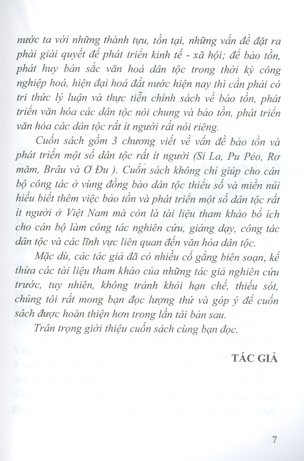 Bảo Tồn Và Phát Triển Một Số Dân Tộc Rất Ít Người Ở Việt Nam (Si La, Pu Péo, Rơ Măm, Brâu Và Ơ Đu)