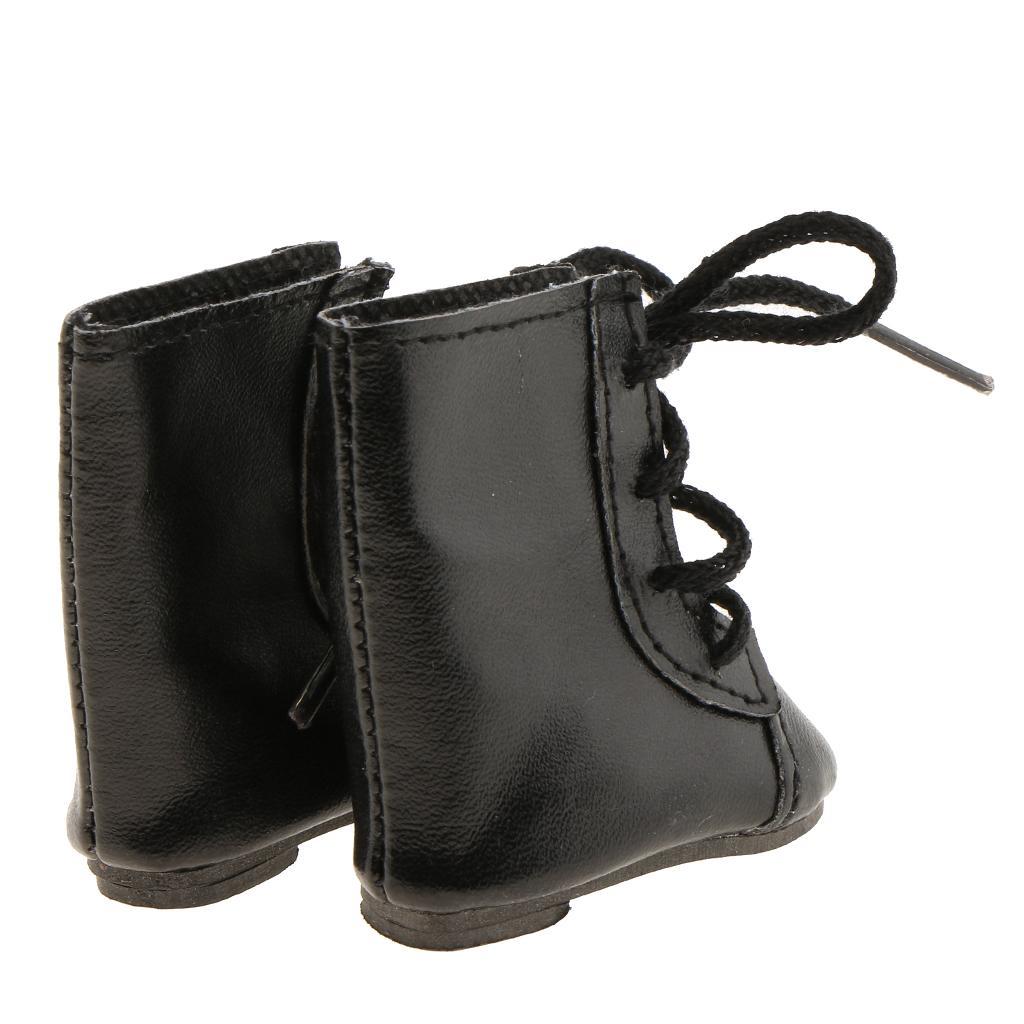 2xFashion Shoes Lace up Boots for 14'' Wellie Wisher Doll Black