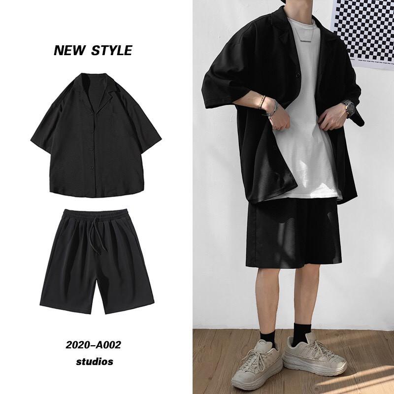 SET Blazer Quần Short nam phong cách Hàn Quốc, Tay lỡ Form Dáng Rộng Mùa Hè Thu 2021 - SET1