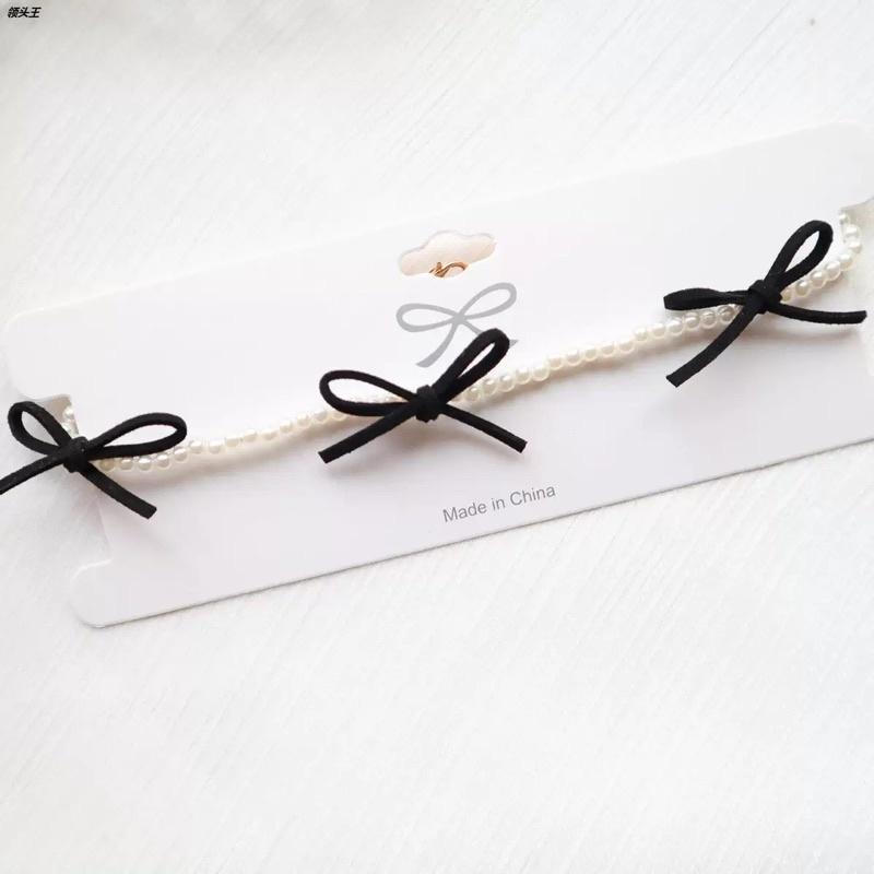 Vòng cổ đính hạt thắt nơ - Choker đính hạt phong cách hàn quốc - Maben