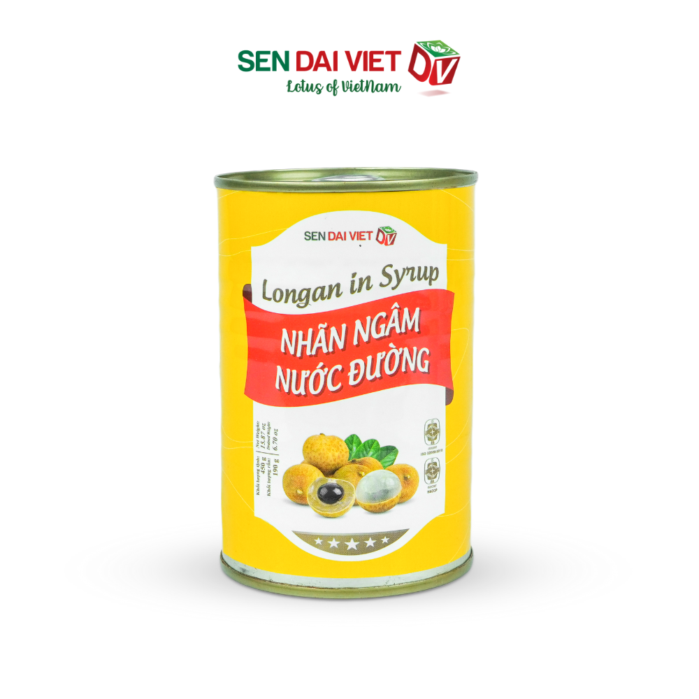 [6 Lon] Nhãn Ngâm Nước Đường- Vị Ngọt Tự Nhiên, Trái To, Thịt Giòn, Nguyên Liệu Pha Chế, ĐV- Sen Đại Việt- 450g