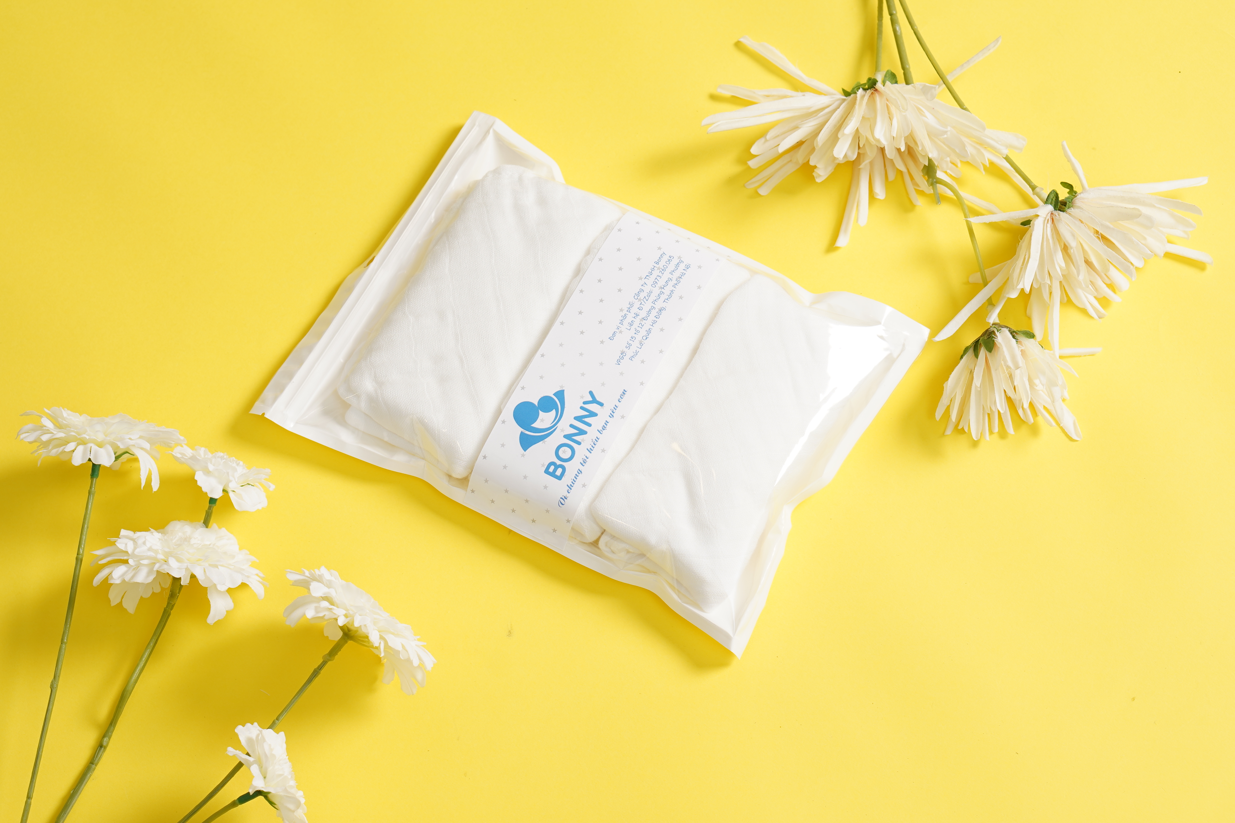 Set 3 Khăn Sữa Sợi Tre Lụa 4 Lớp Bonny Hàng Cao Cấp Thấm Hút Tốt, Kháng Khuẩn