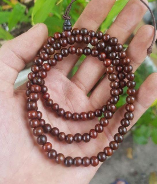Vòng tay 108 hạt cỡ 5 ly bằng GỖ - TRẮC màu đen nhiều hoặc đỏ nhiều