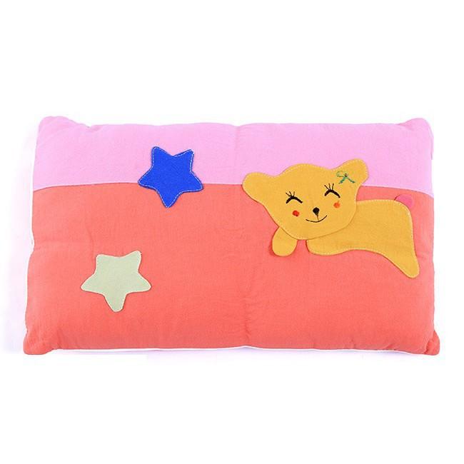 Gối Nằm Cotton Xốp Cara Thêu Hình Cho Bé Size Lớn 27x45cm - Màu Ngẫu Nhiên