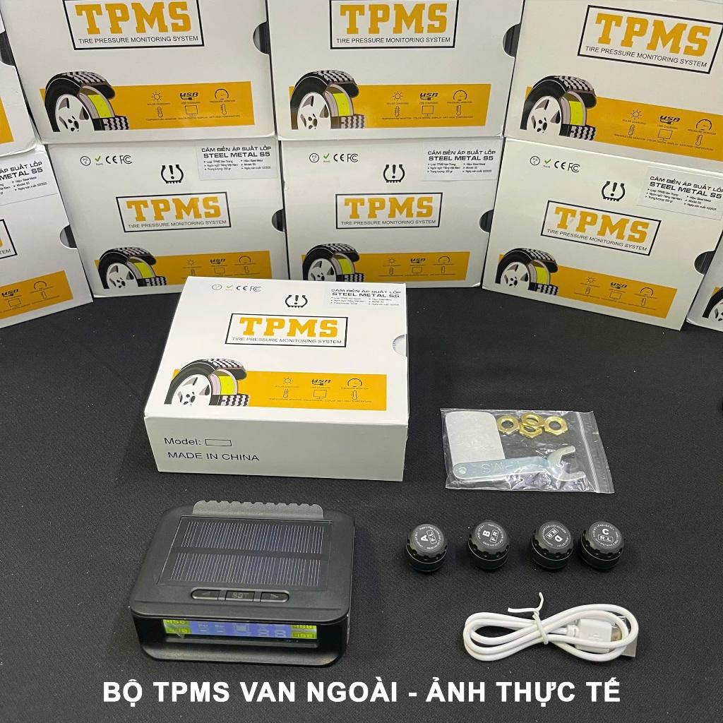 Bộ cảm biến áp suất lốp ô tô xe hơi Tiếng Việt bản cao cấp STEELMETAL S5 Màn LCD Pin năng lượng mặt trời