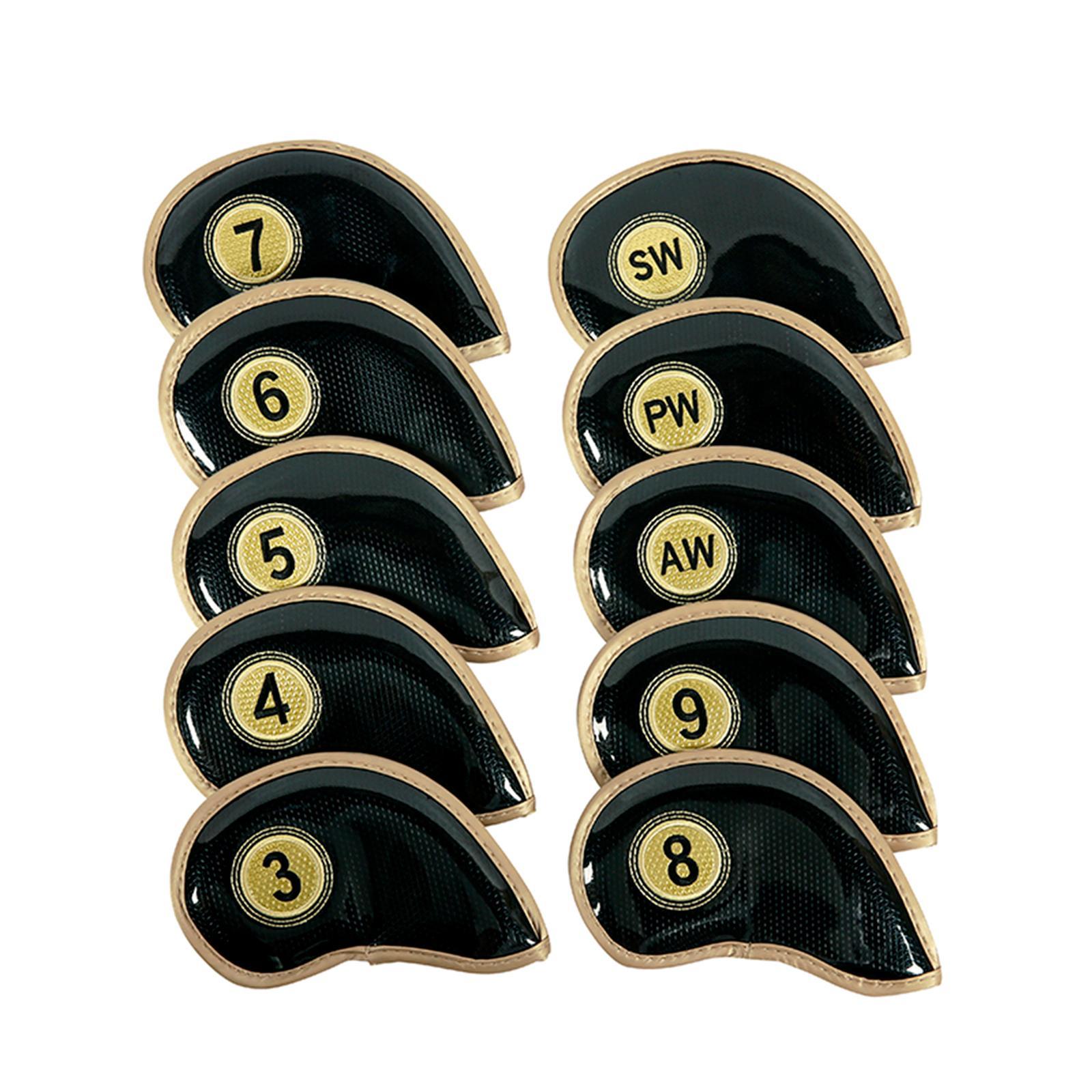 10x Iron Headcovers for Golf Clubs PU Golf Club Head Cover Head Protector