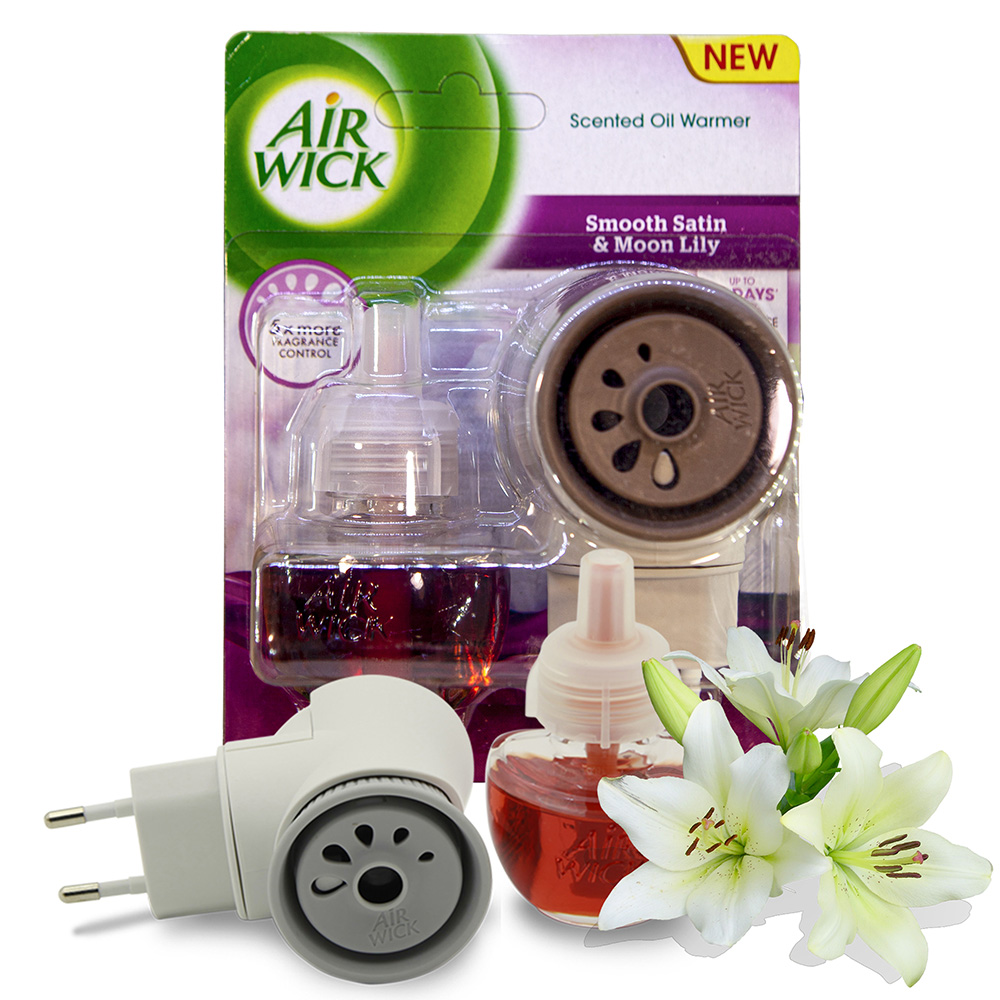 Bộ khuếch tán tinh dầu tự động Air Wick Smooth Satin &amp; Moon Lily 19ml QT04987 - hương hoa ly