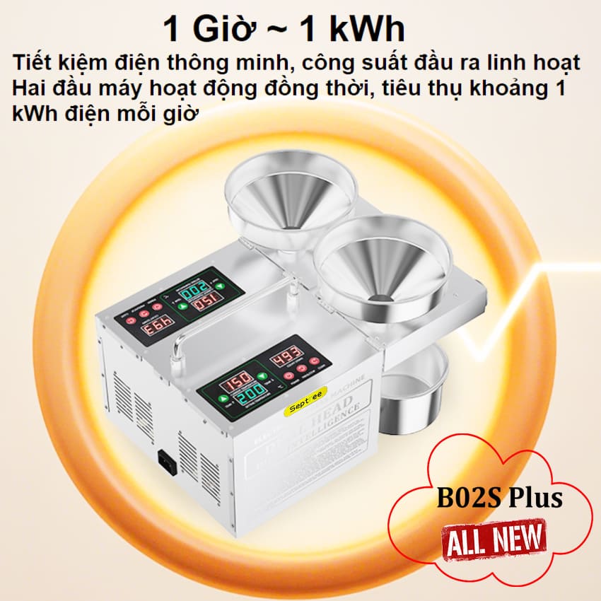 [HÀNG CHÍNH HÃNG] Máy ép dầu thực vật 2 đầu ép kép đa năng dùng cho kinh doanh và gia đình. Thương hiệu Mỹ cao cấp Septree - B02S Plus