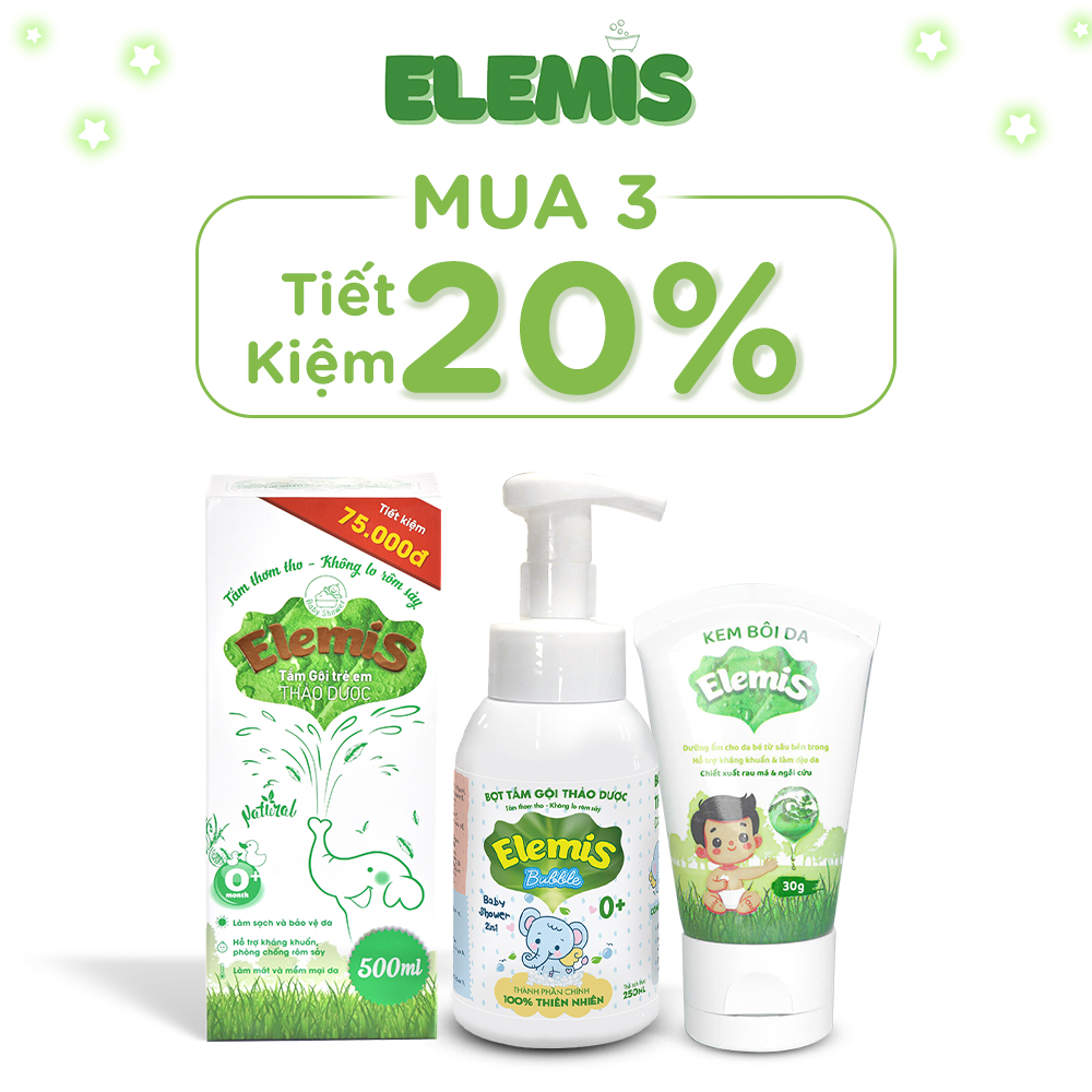 [COMBO 3 MÓN] Nước Tắm Thảo Dược Elemis 500ml , Bọt Tắm Bubble Elemis 250ml và Kem Dưỡng Elemis Cho Bé