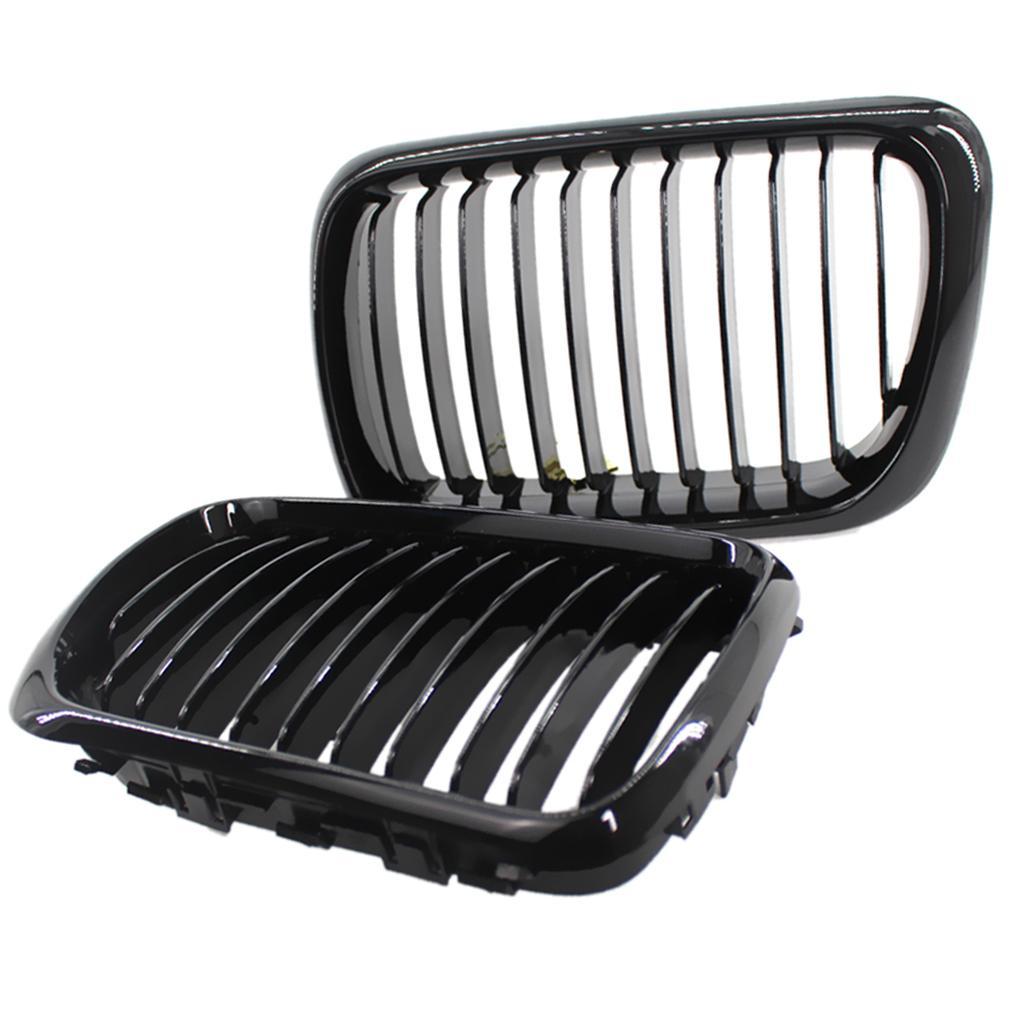 Glossy Black Front Grille Grill Headlight Eyelids For BMW E36 97-99 3Series