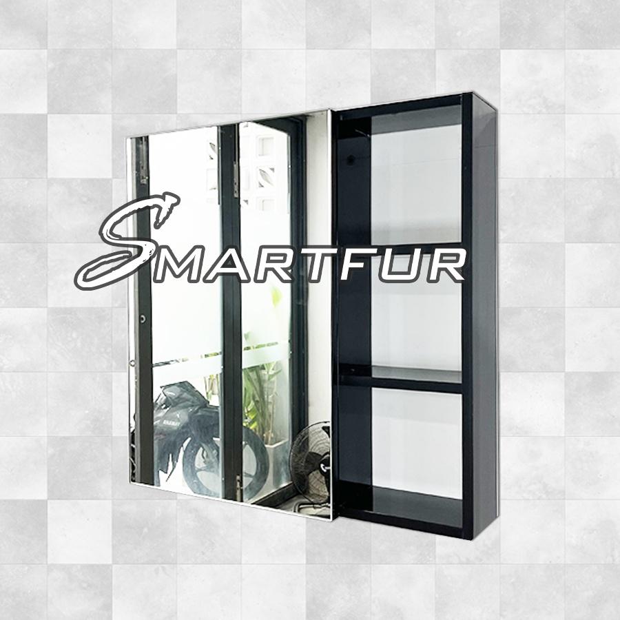 Tủ gương nhà tắm nhựa PVC cao cấp - Smartfur SMF603T - Tủ gương phối hợp kệ đựng dụng cụ 3 tầng