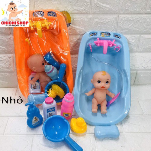 Túi Đồ Chơi Bồn Tắm Búp Bê, Đồ Chơi Thau Tắm Búp Bê Loại Vừa, Loại Lớn Giúp Bé Học Cách Chăm Sóc Bản Thân