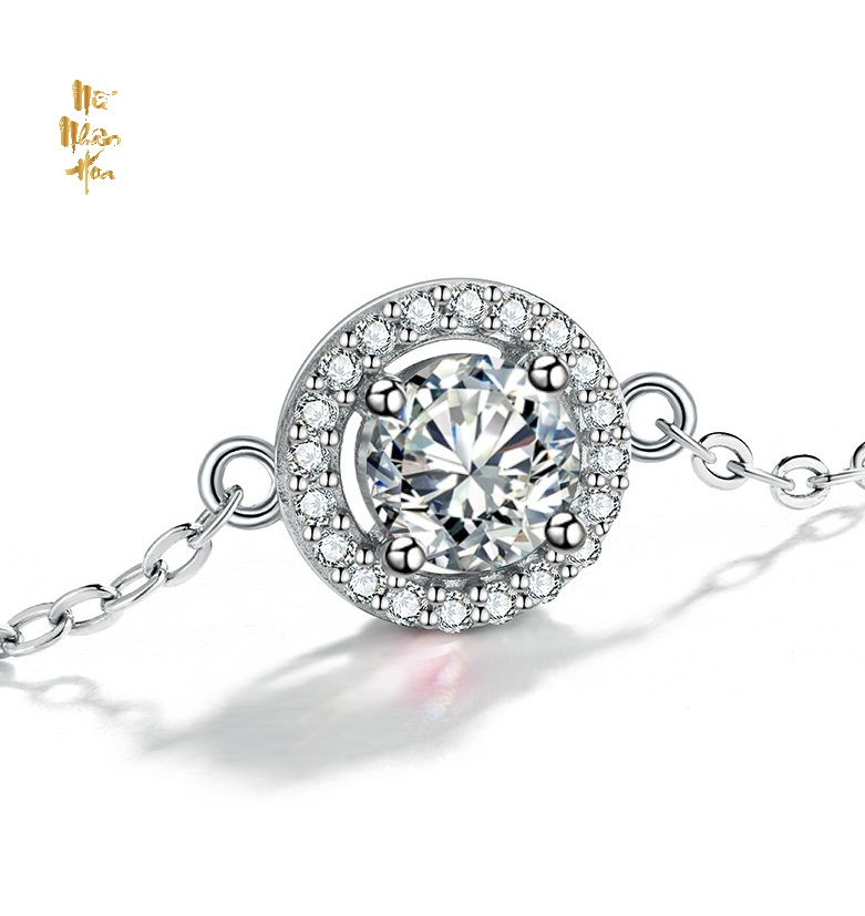 VTS010 Vòng tay bạc và đá Moissanite