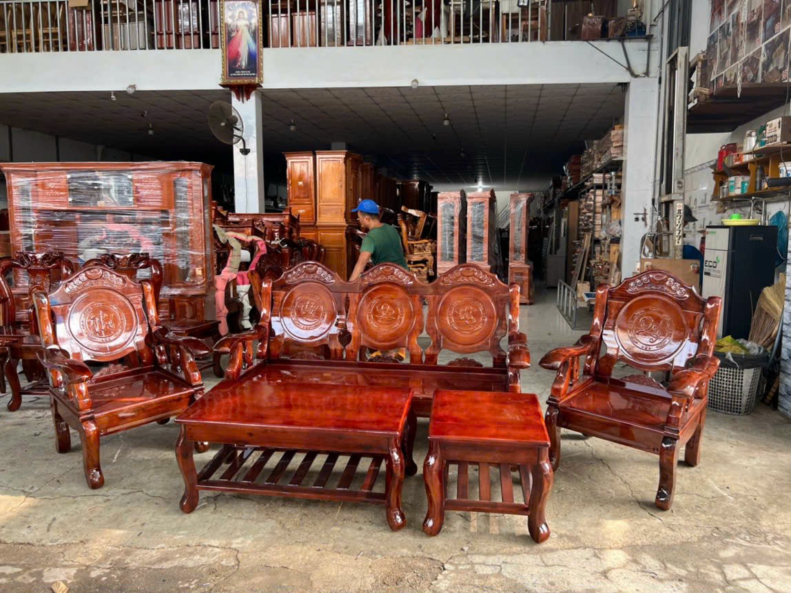 Bộ sofa tràm tay 10 - Bộ bàn ghế phòng khách C34ED