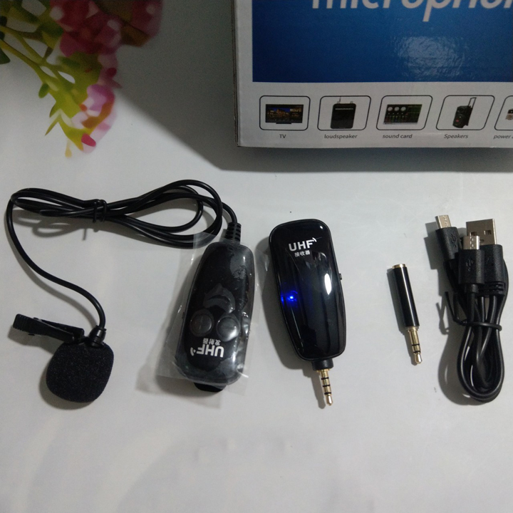 Micro cài áo V32 không dây sóng UHF, cắm điện thoại livestream, thu âm, quay video, làm YouTube, Vlog từ xa - A088