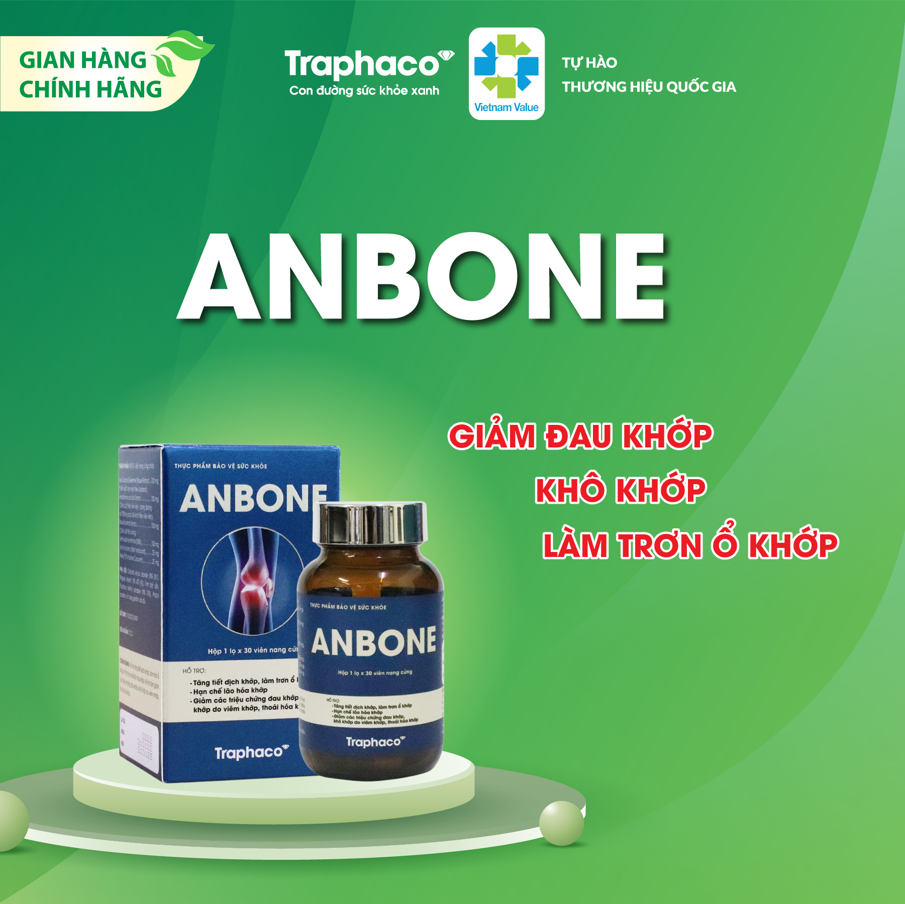 ANBONE - GIẢM ĐAU KHỚP, KHÔ KHỚP, LÀM TRƠN Ổ KHỚP